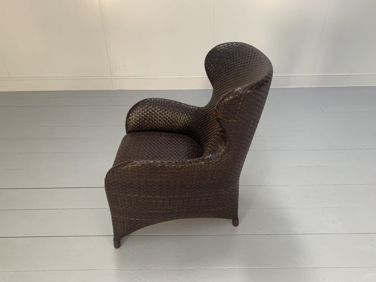Woven Leather Armchair & Footstool - In Brown Leather @ REHAUS