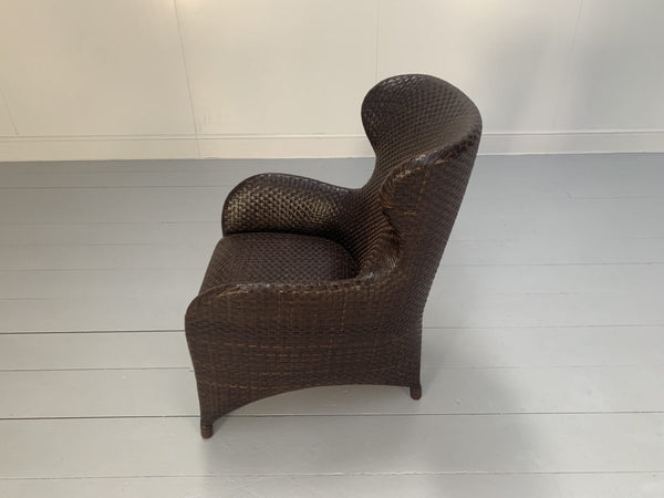 Woven Leather Armchair & Footstool - In Brown Leather @ REHAUS