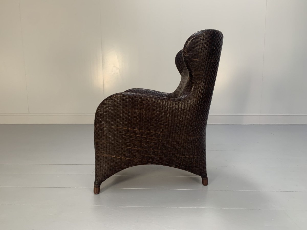 Woven Leather Armchair & Footstool - In Brown Leather @ REHAUS
