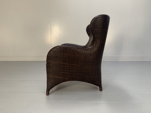 Woven Leather Armchair & Footstool - In Brown Leather @ REHAUS