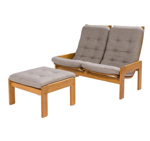 Yngve Ekström for Swedese Grey Fabric 2-Seat Sofa and Footstool, 1960s