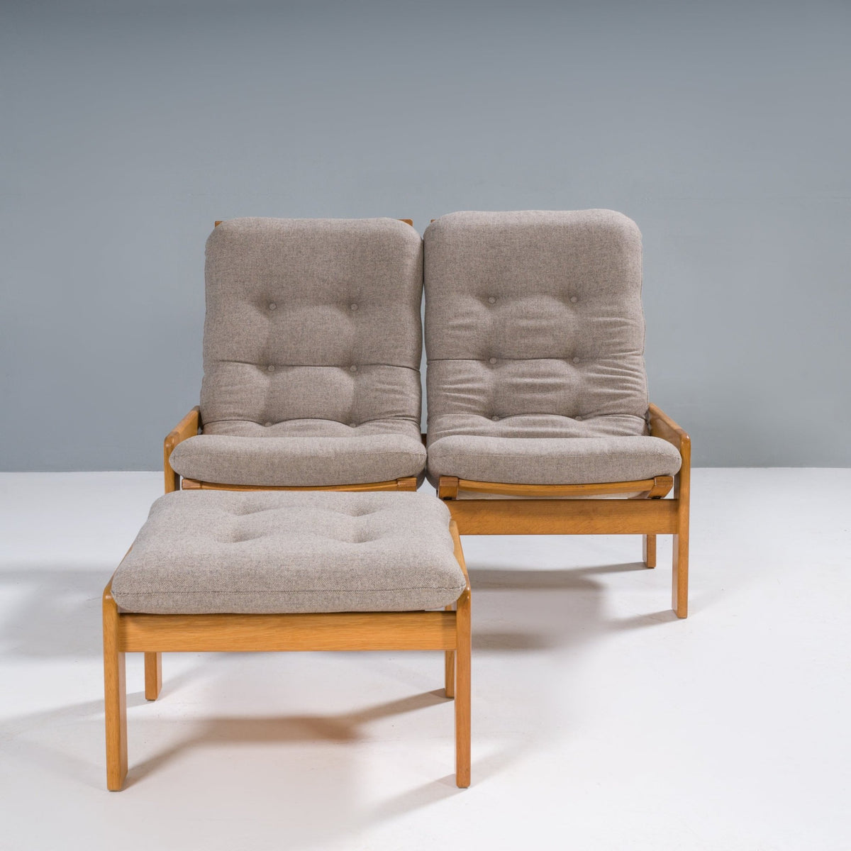 Yngve Ekström for Swedese Grey Fabric 2 - Seat Sofa and Footstool, 1960s - REHAUS - Yngve Ekström