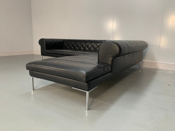 Zanotta 1320 Barocco Sofa - L - Shape 5 - Seat - In Black Pelle Leather @ REHAUS