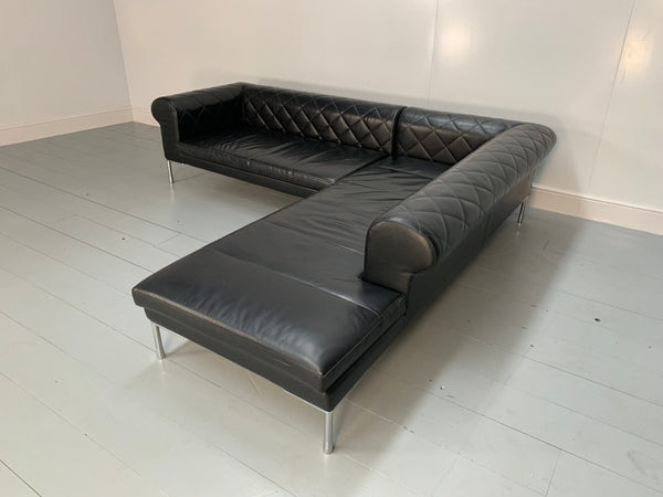 Zanotta 1320 Barocco Sofa - L - Shape 5 - Seat - In Black Pelle Leather @ REHAUS