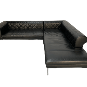 Zanotta 1320 Barocco Sofa - L - Shape 5 - Seat - In Black Pelle Leather @ REHAUS