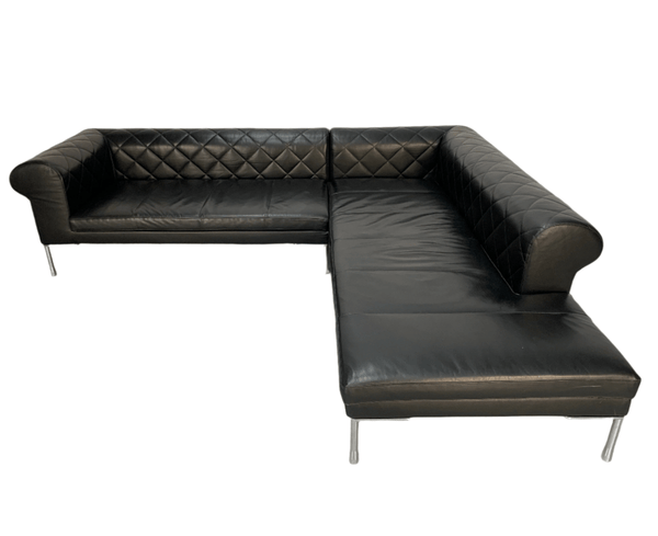 Zanotta 1320 Barocco Sofa - L - Shape 5 - Seat - In Black Pelle Leather @ REHAUS