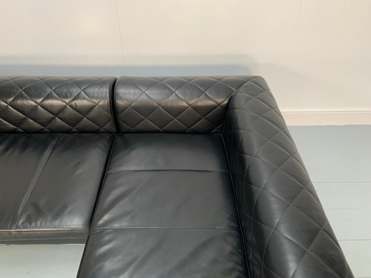 Zanotta 1320 Barocco Sofa - L - Shape 5 - Seat - In Black Pelle Leather @ REHAUS