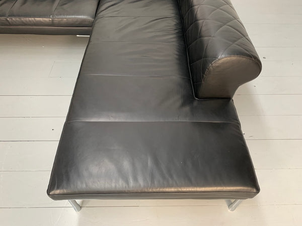 Zanotta 1320 Barocco Sofa - L - Shape 5 - Seat - In Black Pelle Leather @ REHAUS