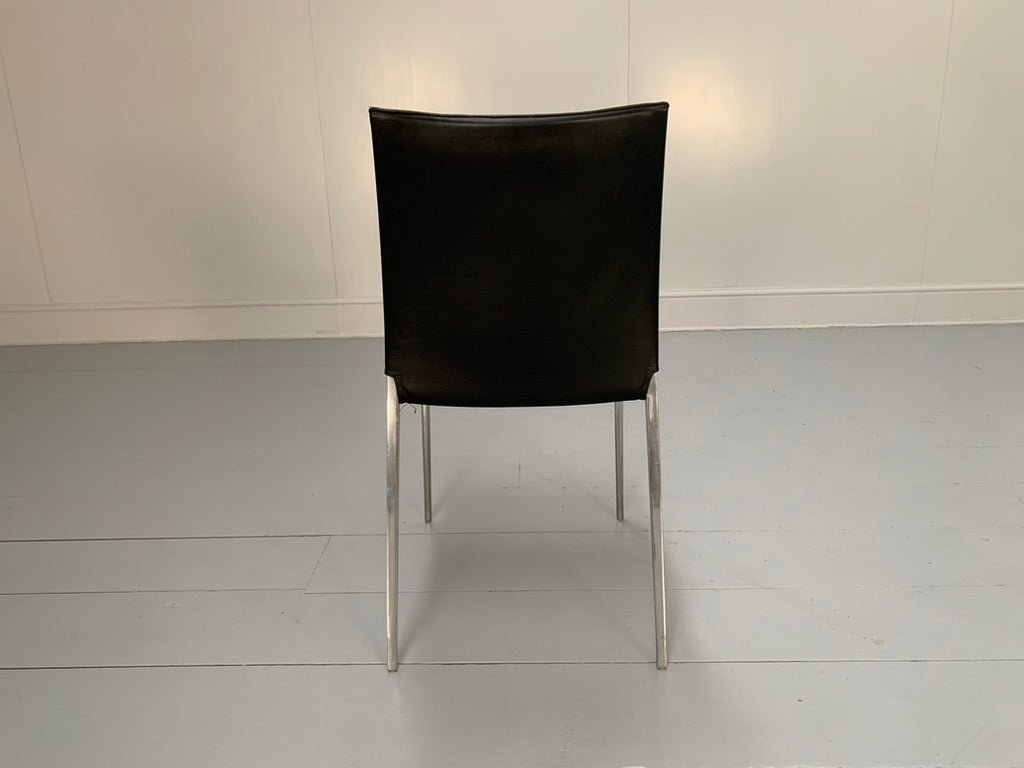 Zanotta Lia 2086 Dining Chairs - In Black Nappa Leather & Aluminium, Set of 8 @ REHAUS
